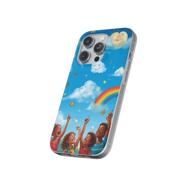 whimsical rainbow clouds phone case — cute kids sky illustration