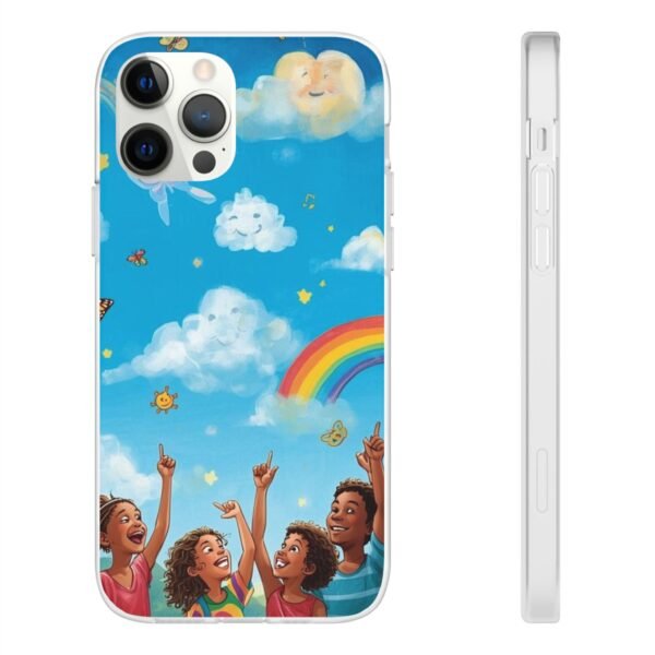 whimsical rainbow clouds phone case — cute kids sky illustration
