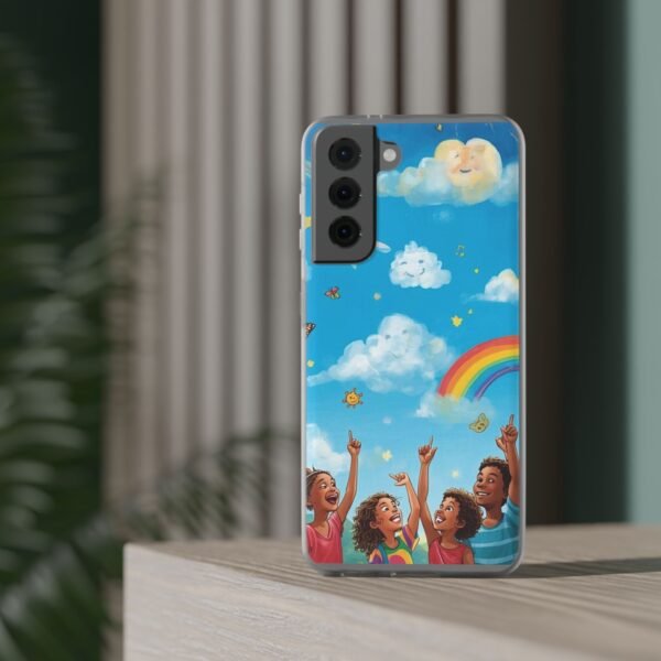 whimsical rainbow clouds phone case — cute kids sky illustration