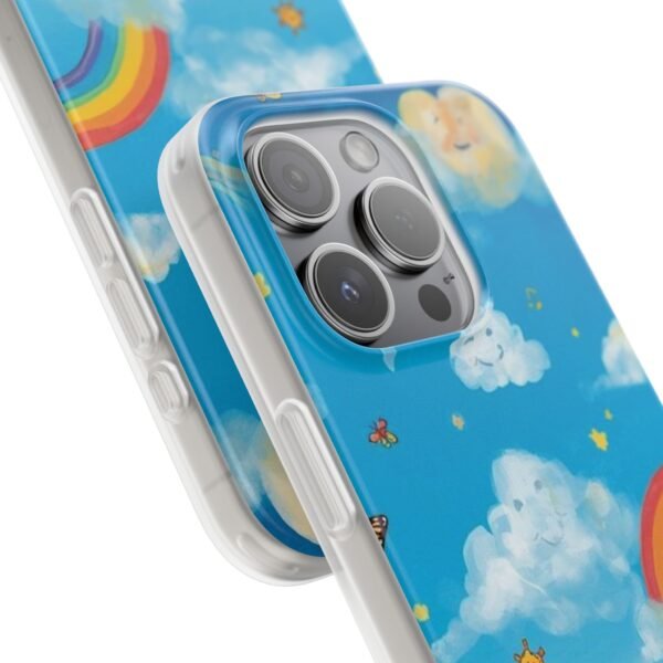 whimsical rainbow clouds phone case — cute kids sky illustration