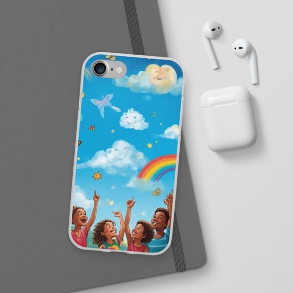 whimsical rainbow clouds phone case — cute kids sky illustration