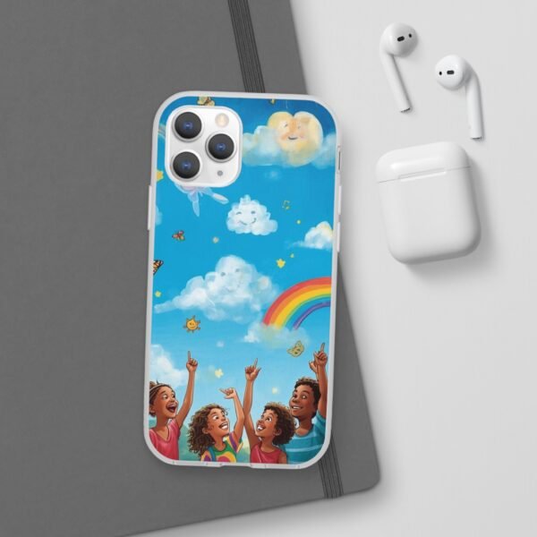 whimsical rainbow clouds phone case — cute kids sky illustration