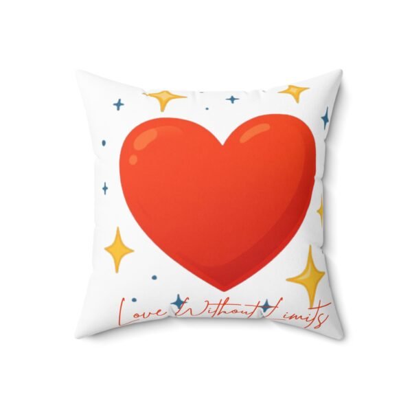 heart sparkle throw pillow — "love without limits" decorative cushion