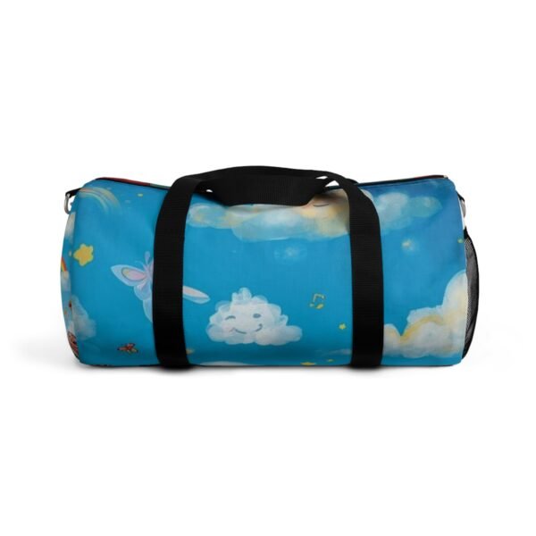 cute cloudy sky duffel bag — whimsical kids travel gym bag with sleeping cloud & stars