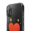 clear impact phone case — red heart & “love without limits” design