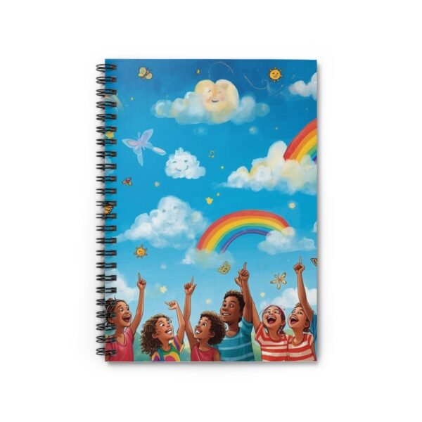 colorful kids' spiral notebook — rainbow clouds ruled journal