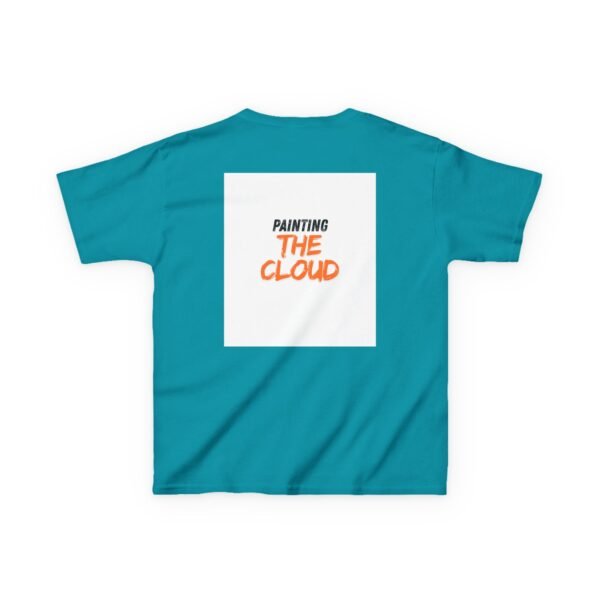 kids tee — joyful rainbow cloud design (“painting the cloud”)