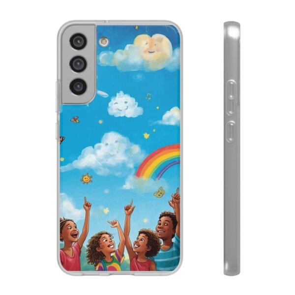 whimsical rainbow clouds phone case — cute kids sky illustration