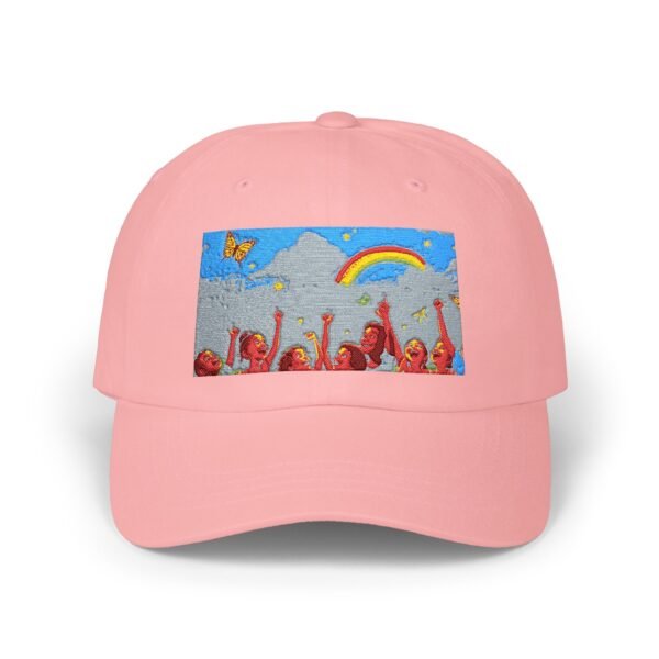 dad cap — colorful festival art rainbow & crowd embroidered hat