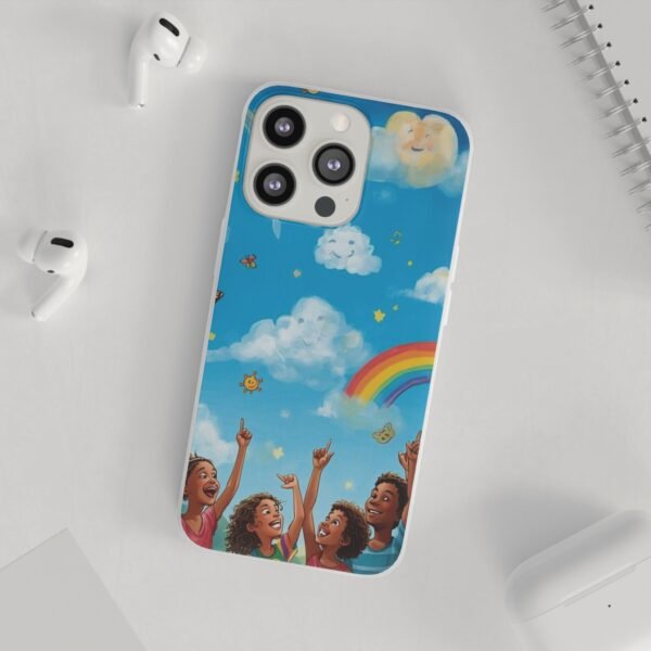 whimsical rainbow clouds phone case — cute kids sky illustration