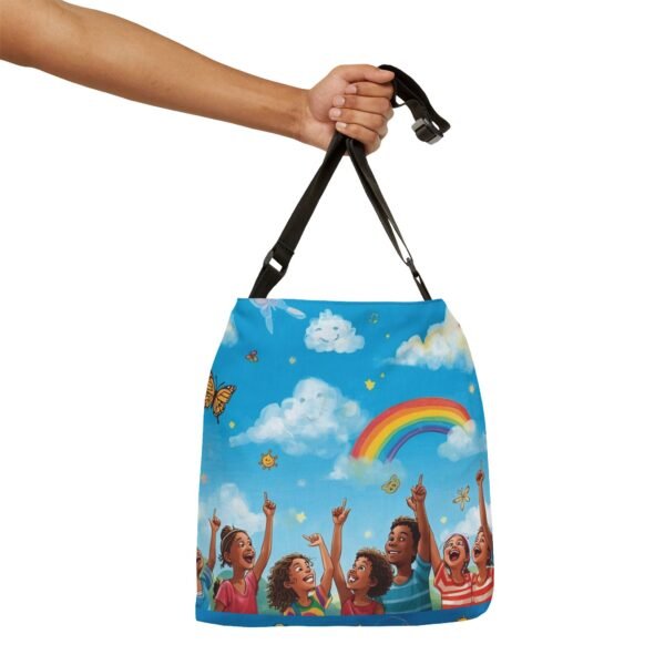 adjustable tote bag — rainbow kids cloud print shoulder bag