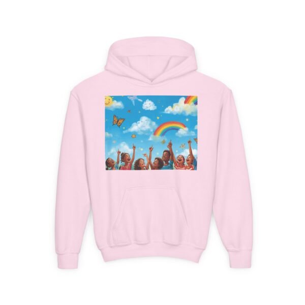 kids rainbow cloud hoodie — "painting the cloud" youth sweatshirt