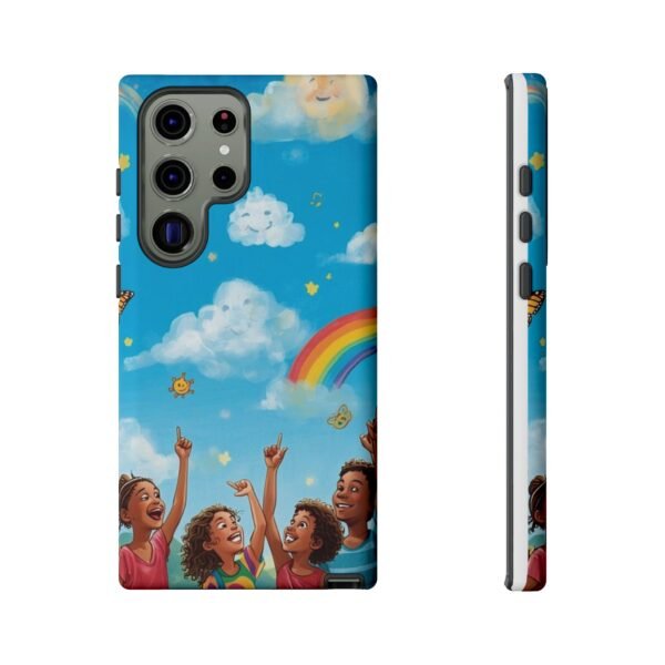 kids rainbow sky phone case – colorful cloud & happy children tough case
