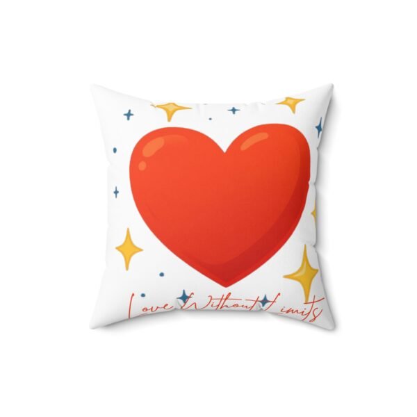 heart sparkle throw pillow — "love without limits" decorative cushion