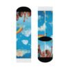 rainbow dream crew socks — colorful cushioned socks with clouds & smiling moon