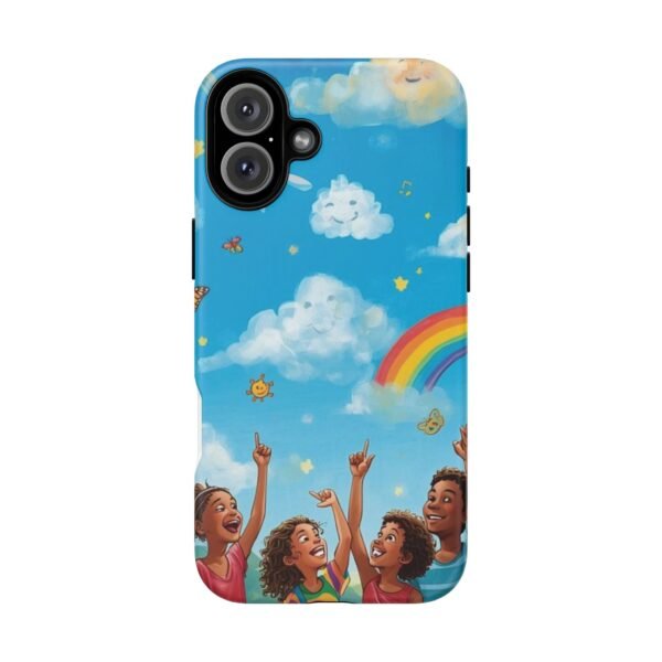 kids rainbow sky phone case – colorful cloud & happy children tough case