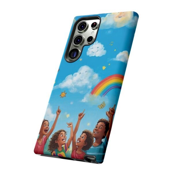 kids rainbow sky phone case – colorful cloud & happy children tough case