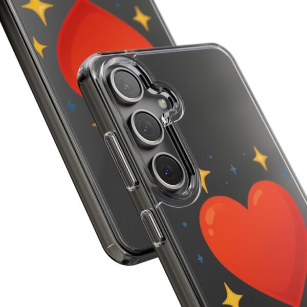 clear impact phone case — red heart & “love without limits” design