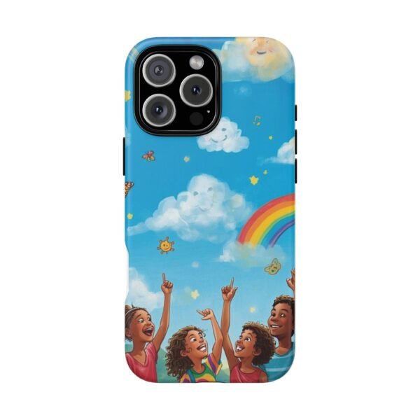 kids rainbow sky phone case – colorful cloud & happy children tough case