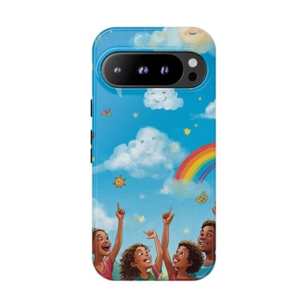 kids rainbow sky phone case – colorful cloud & happy children tough case