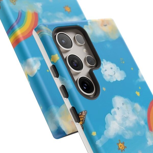 kids rainbow sky phone case – colorful cloud & happy children tough case