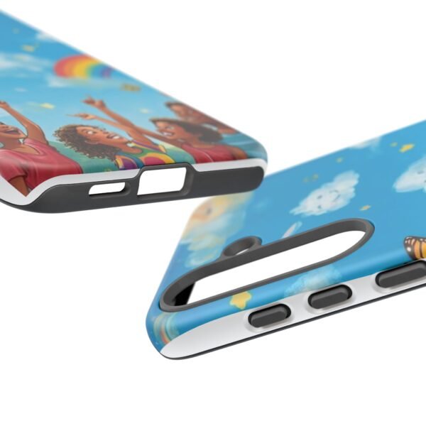 kids rainbow sky phone case – colorful cloud & happy children tough case