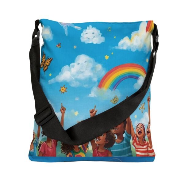 adjustable tote bag — rainbow kids cloud print shoulder bag