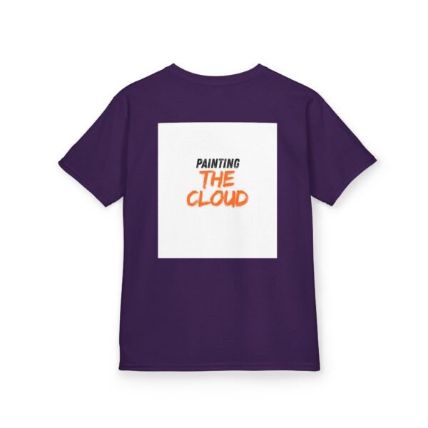 kids tee — joyful rainbow cloud design (“painting the cloud”)