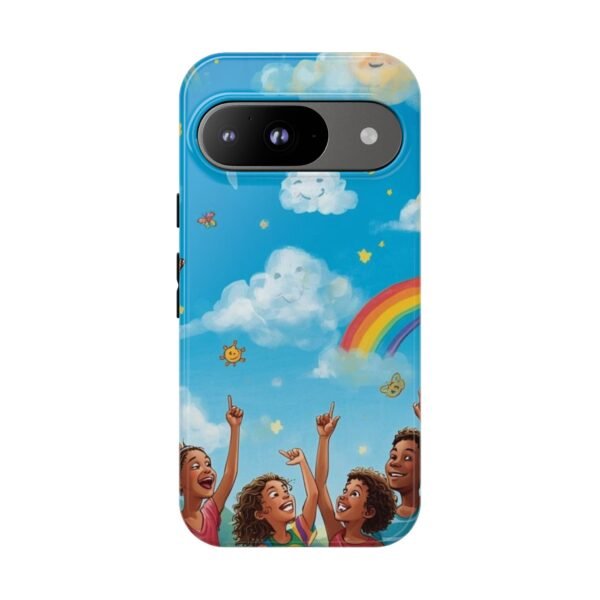 kids rainbow sky phone case – colorful cloud & happy children tough case