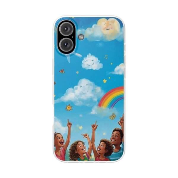 whimsical rainbow clouds phone case — cute kids sky illustration