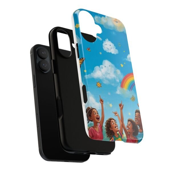 kids rainbow sky phone case – colorful cloud & happy children tough case