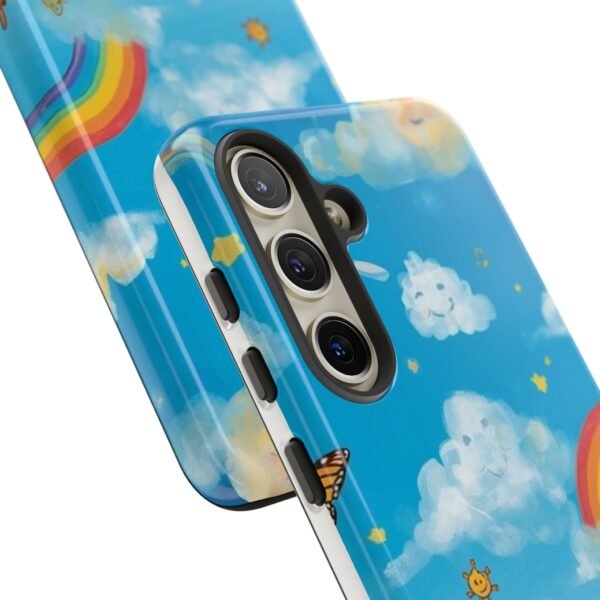 kids rainbow sky phone case – colorful cloud & happy children tough case
