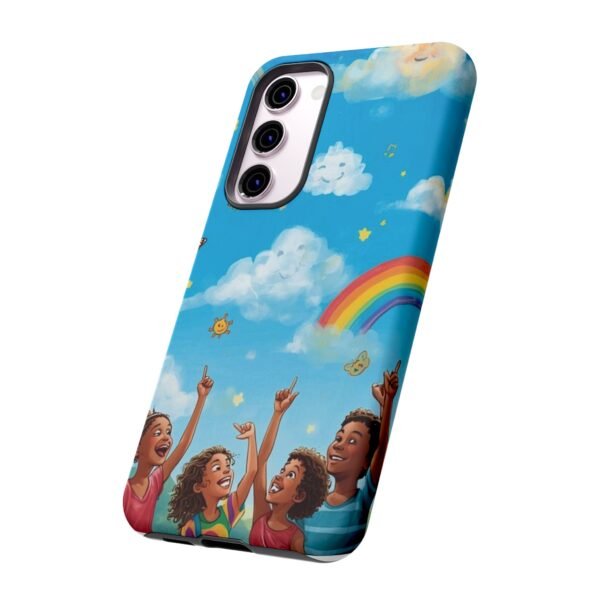 kids rainbow sky phone case – colorful cloud & happy children tough case