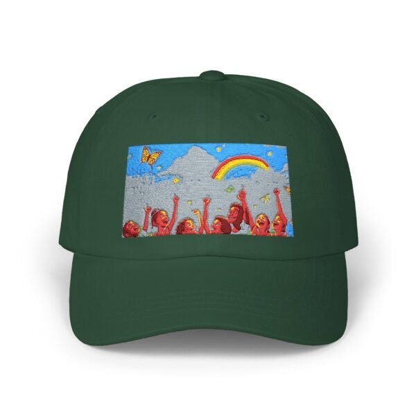 dad cap — colorful festival art rainbow & crowd embroidered hat