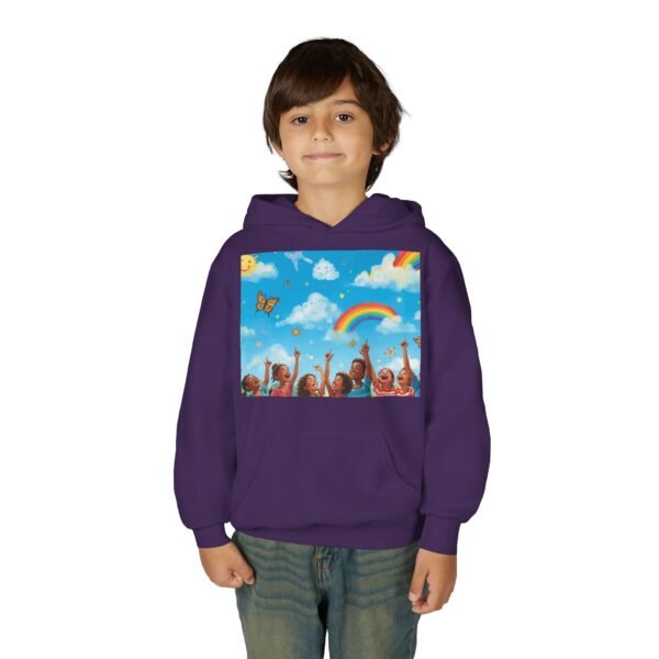 kids rainbow cloud hoodie — "painting the cloud" youth sweatshirt