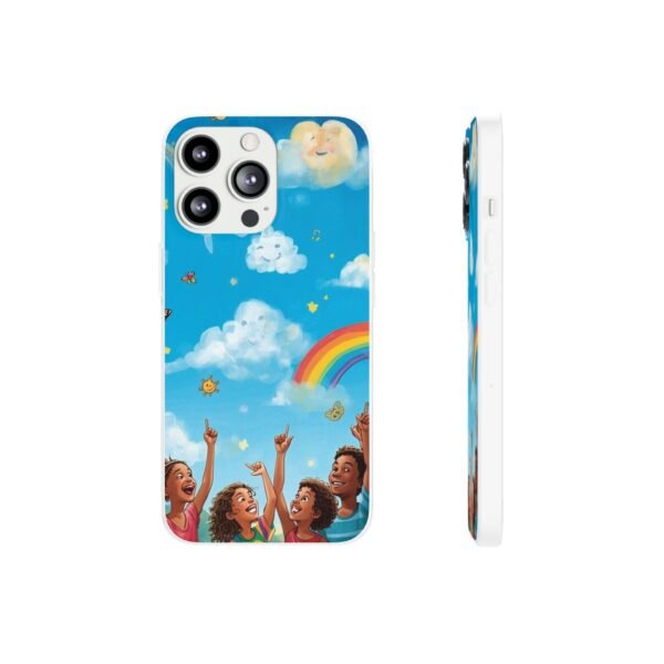 whimsical rainbow clouds phone case — cute kids sky illustration
