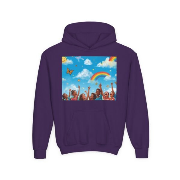 kids rainbow cloud hoodie — "painting the cloud" youth sweatshirt