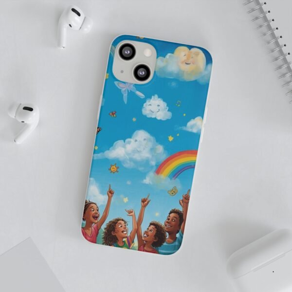 whimsical rainbow clouds phone case — cute kids sky illustration