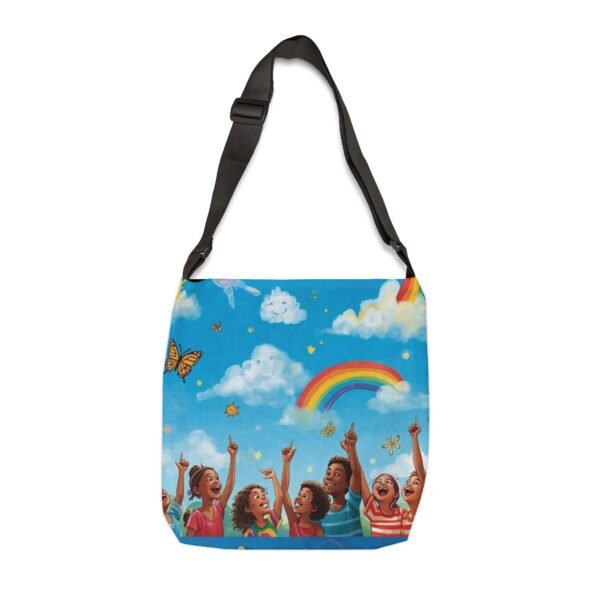 adjustable tote bag — rainbow kids cloud print shoulder bag
