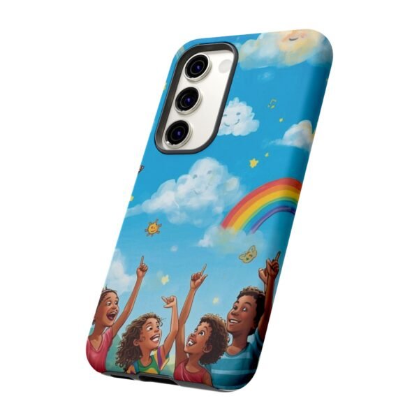 kids rainbow sky phone case – colorful cloud & happy children tough case