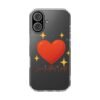 clear impact phone case — red heart & “love without limits” design
