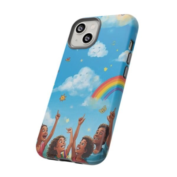 kids rainbow sky phone case – colorful cloud & happy children tough case