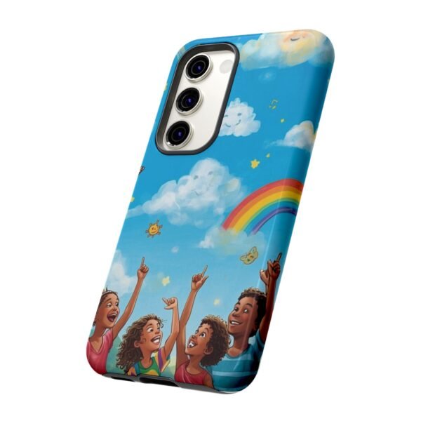 kids rainbow sky phone case – colorful cloud & happy children tough case