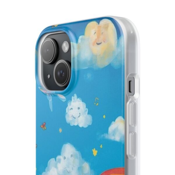 whimsical rainbow clouds phone case — cute kids sky illustration