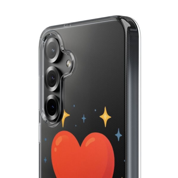clear impact phone case — red heart & “love without limits” design