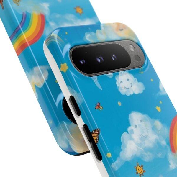 kids rainbow sky phone case – colorful cloud & happy children tough case
