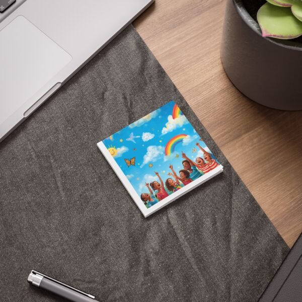 post it note pad — colorful kids rainbow sky design