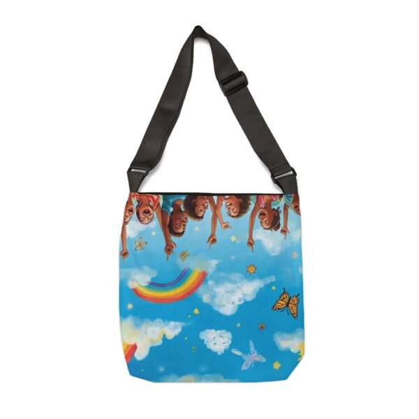 adjustable tote bag — rainbow kids cloud print shoulder bag
