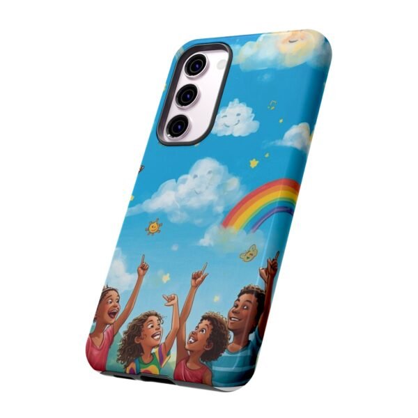 kids rainbow sky phone case – colorful cloud & happy children tough case