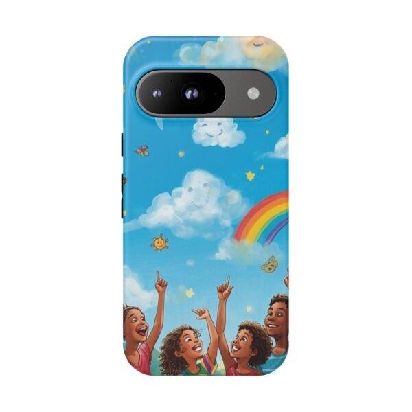 kids rainbow sky phone case – colorful cloud & happy children tough case